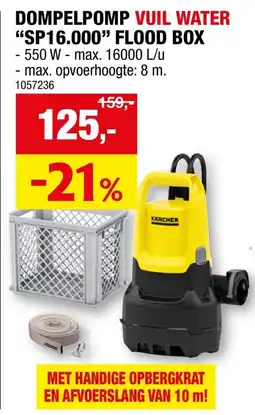 Hubo Dompelpomp vuil water SP16.000 flood box aanbieding