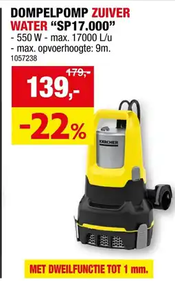 Hubo Dompelpomp zuiver water SP17.000 aanbieding