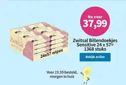 Plein.nl Zwitsal Billendoekjes Sensitive aanbieding