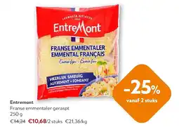 OKay Entremont Franse emmentaler geraspt 250 g aanbieding