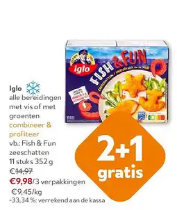 OKay Iglo Fish & Fun zeeschatten 11 stuks 352 g aanbieding