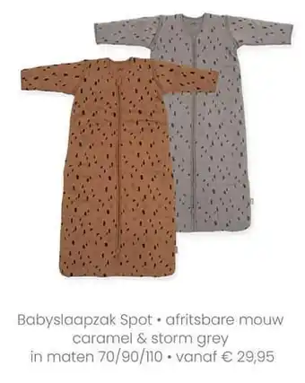 Baby & Tiener Babyslaapzak spot afritsbare mouw caramel + storm grey aanbieding