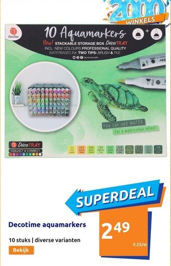 Action Decotime aquamarkers aanbieding