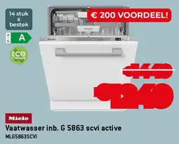 Exellent Miele Vaatwasser inb. G 5863 scvi active MLG5863SCVI aanbieding
