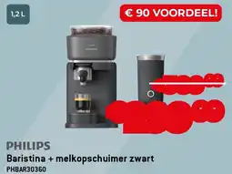 Exellent Philips Baristina + melkopschuimer zwart PHBAR30360 aanbieding