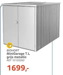 Brico Biohort MiniGarage T.L grijs metallic aanbieding