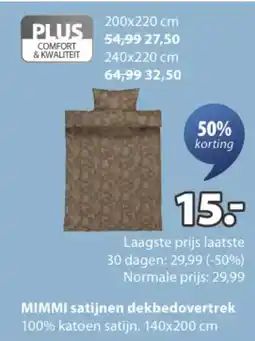 Jysk MIMMI satijnen dekbedovertrek aanbieding