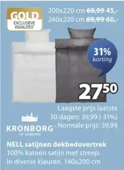 Jysk NELL satijnen dekbedovertrek aanbieding
