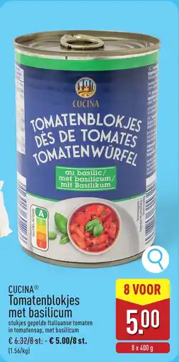 ALDI Cucina Tomatenblokjes met basilicum aanbieding