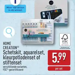 ALDI Home creation schetskit aquarelset kleurpotlodenset of stiftenset aanbieding