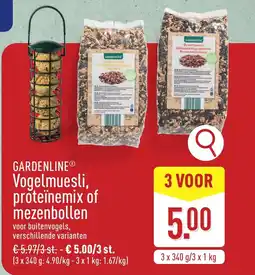 ALDI Gardenline vogelmuesli proteïnemix of mezenbollen aanbieding