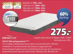 Jysk Dreamzone Gold S60 Springmatras aanbieding