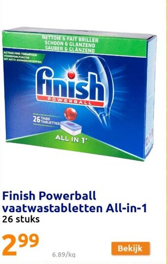 Action Finish Powerball vaatwastabletten All-in-1 aanbieding
