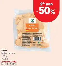 Spar SPAR hojas de pan 100 g aanbieding