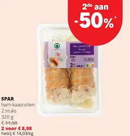 Spar SPAR ham-kaasrollen 2 stuks 320 g aanbieding