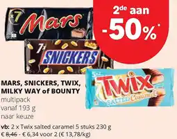 Spar MARS, SNICKERS, TWIX, MILKY WAY of BOUNTY aanbieding