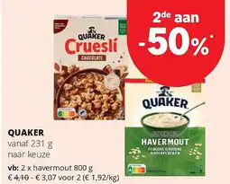 Spar QUAKER vanaf 231 g aanbieding