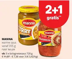 Spar MANNA warme saus vanaf 355 g aanbieding