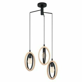 Leen Bakker EGLO hanglamp Basildon cluster 3 lamps - zwart/bruin - Leen Bakker aanbieding