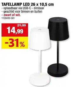 Hubo TAFELLAMP LED 26 x 10,5 cm aanbieding