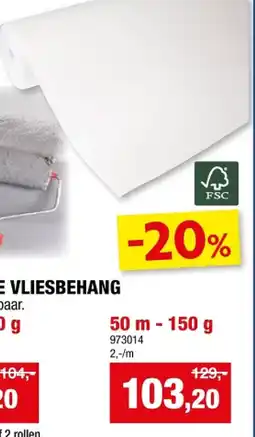 Hubo RENOVATIE VLIESBEHANG 50 m - 150 g aanbieding