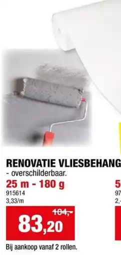 Hubo RENOVATIE VLIESBEHANG 25 m - 180 g aanbieding