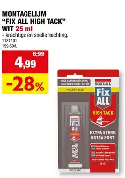 Hubo MONTAGELIJM FIX ALL HIGH TACK WIT 25 ml aanbieding