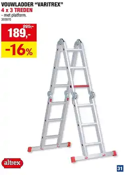 Hubo VOUWLADDER VARITREX 4 x 3 TREDEN aanbieding
