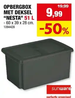 Hubo OPBERGBOX MET DEKSEL NESTA 51 L aanbieding