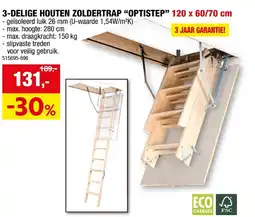 Hubo 3-DELIGE HOUTEN ZOLDERTRAP OPTISTEP 120 x 60/70 cm aanbieding