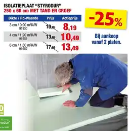 Hubo ISOLATIEPLAAT STYRODUR 250 x 60 cm MET TAND EN GROEF aanbieding