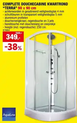 Hubo COMPLETE DOUCHECABINE KWARTROND TERRA 90 x 90 cm aanbieding