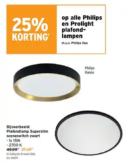 GAMMA Plafondlamp Superslim sceneswitch zwart aanbieding