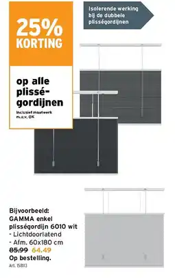 GAMMA GAMMA enkel plisségordijn 6010 wit aanbieding