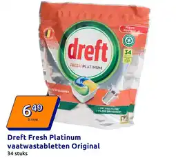 Action Dreft Fresh Platinum vaatwastabletten Original aanbieding