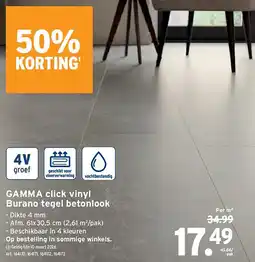 GAMMA GAMMA click vinyl Burano tegel betonlook aanbieding