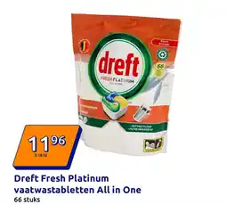 Action Dreft Fresh Platinum vaatwastabletten All in One aanbieding