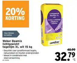 GAMMA Weber Beamix lichtgewicht tegellijm XL wit 15 kg aanbieding