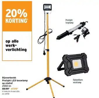 Prolight LED bouwlamp op statief