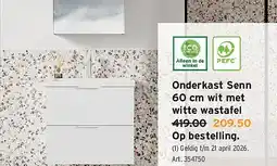 GAMMA Onderkast Senn 60 cm wit met witte wastafel aanbieding