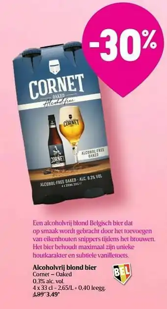 Delhaize Alcoholvrij blond bier cornet - oaked aanbieding