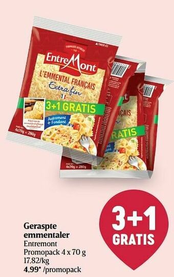 Delhaize Geraspte emmentaler entremont aanbieding