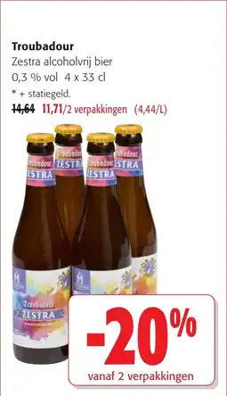 Colruyt Troubadour Zestra alcoholvrij bier 0,3 % aanbieding