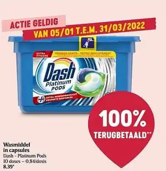 Delhaize Wasmiddel in capsules dash - platinum pods aanbieding
