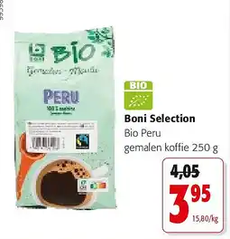 Colruyt Boni Selection Bio Peru gemalen koffie 250 g aanbieding