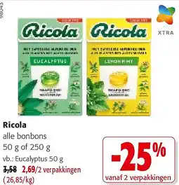 Colruyt Ricola alle bonbons 50 g aanbieding