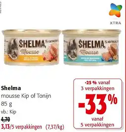 Colruyt Shelma mousse Kip of Tonijn 85 g aanbieding
