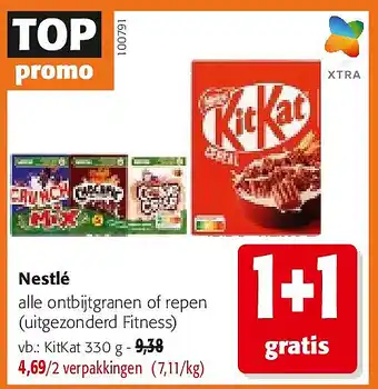 Colruyt Nestlé alle ontbijtgranen of repen aanbieding