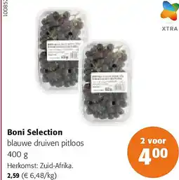 Colruyt Boni Selection blauwe druiven pitloos 400 aanbieding