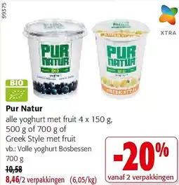 Colruyt Pur Natur alle yoghurt met fruit 4 x 150 g aanbieding